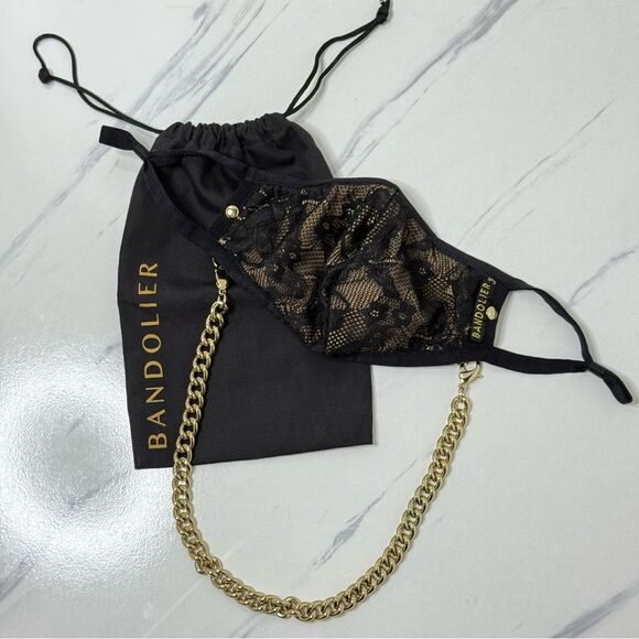 Bandolier Accessories - NWOT Bandolier Beige and Lace Sophie Mask with Gold Chain One Size Luxury Glam